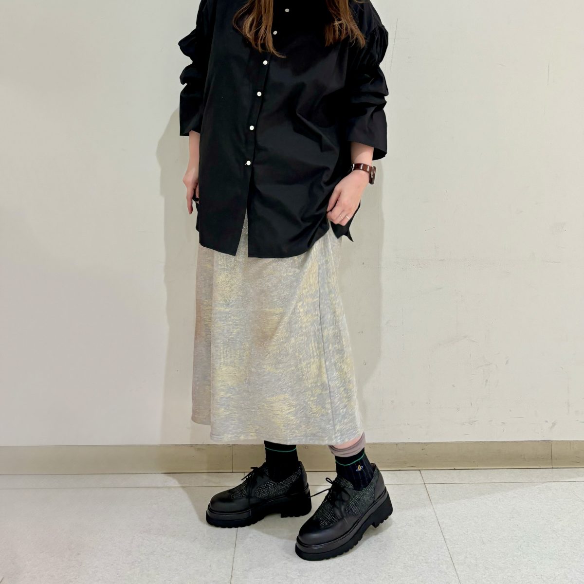 厚底レースアップ×靴下コーデ｜秋はじめました