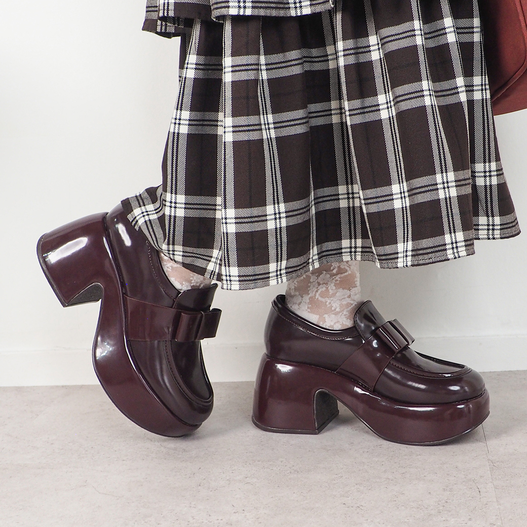厚底リボンモカシューズ